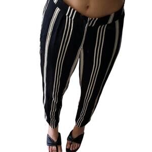 Stevie Sister Black Stripe Ankle Straight Leg Dress Pant Trouser Size XS/S